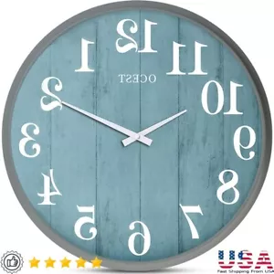 Large Silent Non-Ticking Wall Clock Living Room Kitchen Office Outdoor Blue New - Picture 1 of 8