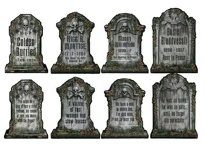 Halloween Tombstone Cutouts 12 Pack of 4 Party Decor Props Party Graveyard Photo - Picture 1 of 1