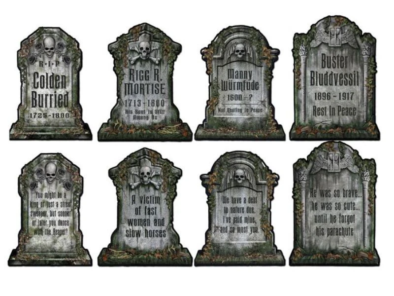 Halloween Tombstone Cutouts 12 Pack of 4 Party Decor Props Party Graveyard Photo - Image 1 of 1