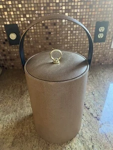 Vtg MCM George Briard Faux Leather ICE BUCKET Bar Barware USA - Picture 1 of 7