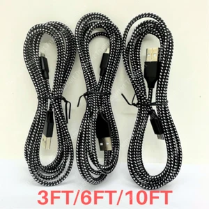 3PACK 3/6/10FT Braided Micro USB Cable Fast Charge Android Charger Charging Cord - Picture 1 of 10