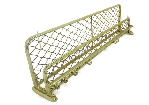 Vintage Mid Century Brass Coat Hat Rack Railroad Pop Art Brass Strings Modernist Cover