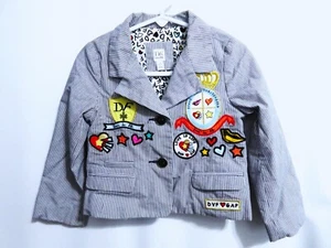 DVF Girl babyGAP Blazer Ticking Striped Designer Jacket Appliqued Size 4 Years - Picture 1 of 15