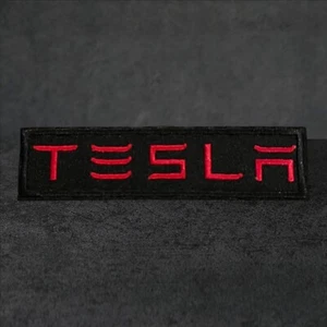 Tesla Aufnäher bestickt Bügelbild / Aufnähen schwarz Patch hochwertig nagelneu! - Bild 1 von 6