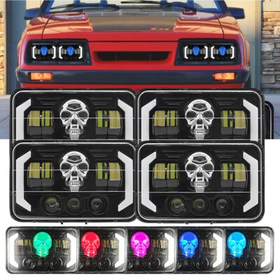 4 PIEZAS 4"X6" LED RGB Faros Calavera Alta/Baja Viga Sellada Para Ford Mustang 1979-1986 Foto 1 de 4