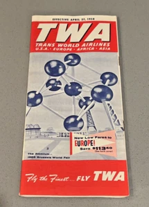 Vtg TWA TRANS WORLD AIRLINES U.S.A-Europe-Africa-Asia Apr, 1958; Flight Summary - Picture 1 of 4