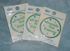 3 Russ Berrie Personalized Patch Pals FRIENDS ARE FOREVER Stick On Applique Card - Picture 1 of 1