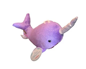 NWT 7” Aurora Plush Sequin Sea Star Narwhal Stuffed Animal Purple Rainbow Belly - Picture 1 of 2