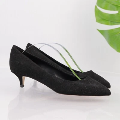 Женские туфли-лодочки Sesto Meucci Binny размер 7 черные замшевые блестящие заостренные на каблуке для котенка - Изображение 1 из 4