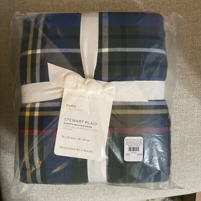 Edredón Sherpa Pottery Barn verde Stewart algodón a cuadros farsa euro Foto 1 de 4