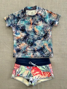 Athleta Girls 2 pcs Swim Cannonball Short Size XS/6 Palm Oasis/Rash Guard Top - Picture 1 of 21