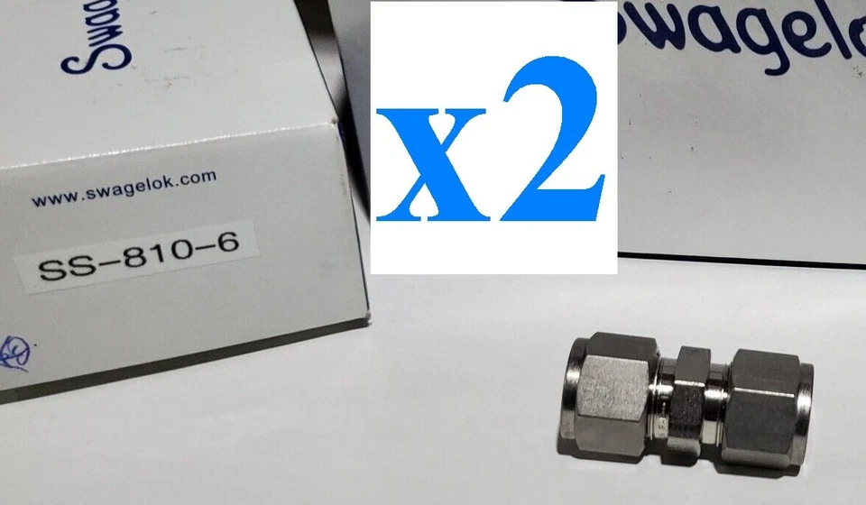 x2 NEW Swagelok SS-810-6 Tube Fitting, Union, 1/2 in. Tube OD 2 2pc - Image 1 of 1