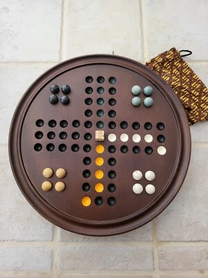 Unique Handmade Teak WAHOO Board with marbles & dice - 4 player  (Chose Color) - Image 1 of 4