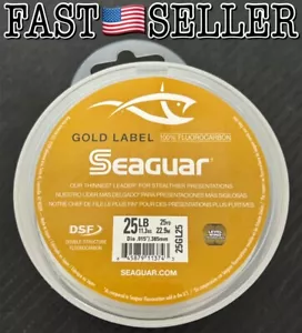 Seaguar Gold Label 100% Fluorocarbon Fishing Line Leader Wheel 25yd - 25lb - Picture 1 of 6