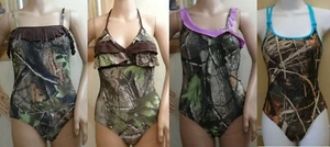 NEW TEAM REALTREE camouflage ruffle/strap/fringe 1pc swimsuit,girl sizes 4-16 - Picture 1 of 7