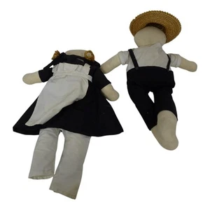 Pair Unfinished Stuffed Fabric 18" Amish Dolls Boy Girl - Picture 1 of 13