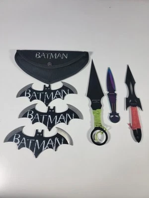 SET OF 6 Throwing Instruments Knives: Batman 6" Stainless Steel Set of 3 + 3 SET - Image 1 of 4