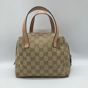 Auth  Gucci GG Canvas Pink Beige 124542 Mini Hand Bag - Picture 1 of 23