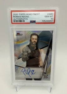 2020 Topps WWE Finest Roman Reigns Silver Refractor Auto PSA 10 - Picture 1 of 5