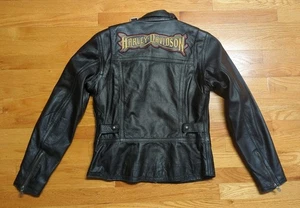 Womens Harley Davidson 97091-09VW Black Leather Motorcycle Jacket Size Medium - Picture 1 of 24
