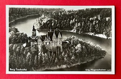 Foto AK MARKLISSA in Schlesien um 1938 Burg Tzschocha Fliegeraufnahme  ( 161204 - Bild 1 von 2