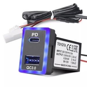 Quick Charge Dual USB Port USB-C PD+USB-A QC3.0 60W For Toyota RAV4, Corolla New - Picture 1 of 11
