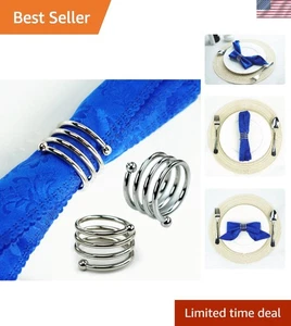 Juego de 6 servilleteros de plata reutilizables - Ideal para fiestas y celebraciones festivas - Imagen 1 de 8