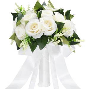 9 inch Wedding Bouquets for Bride Bridesmaid Bridal Bouquet Artificial Rose T... - Picture 1 of 6
