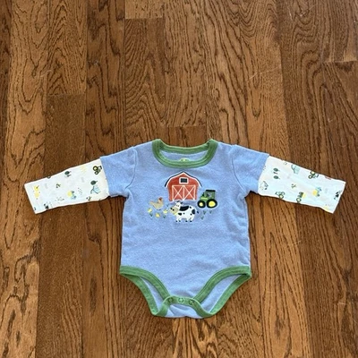 Детский комбинезон John Deere синий и зеленый фермерский размер 3/6 М - Изображение 1 из 4