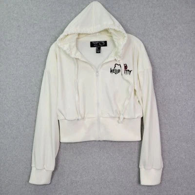 Moletom com capuz Hello Kitty veludo marfim Forever 21 feminino/júnior tamanho grande - Imagem 1 de 4