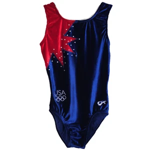 USA Olympic Gk Elite Gymnastics Adult Small Leotars Blue Red - Picture 1 of 8