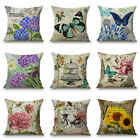 Case Pillow Throw 18" Vintage Colorful Butterfly Flower Decorative Cover Cushion