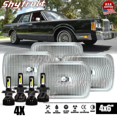 Faros LED sellados de haz alto/bajo 4x6" 4 piezas aptos para Lincoln Town Car 1981-1989 con punto Foto 1 de 4