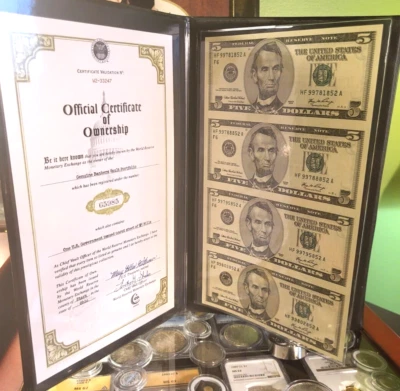 2006 Uncut $5 Sheet of 4 Federal Reserve Notes Uncirculated - Image 1 of 4