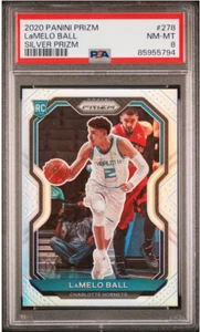 2020 Panini Prizm LaMelo Ball Silver Prizm Rookie RC PSA 8 #278 - Hornets (e) - Picture 1 of 2