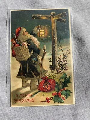 RARO 1907 Reading, P.A.  Postal de Papá Noel con escritura original publicada el 24 de diciembre Foto 1 de 4