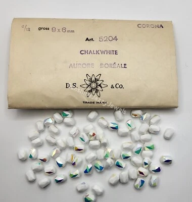 Paquete de fábrica Swarovski cristal tiza blanco AB 9x6 mm barril 5204 cuentas; 72 piezas Foto 1 de 3