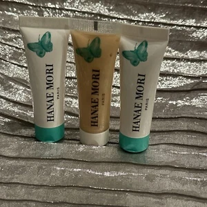 Auth. Lots HANAE MORI BUTTERFLY 1 BODY CREAM+ 2 BODY LOTIONS 0.2 Oz Each Travel - Picture 1 of 4