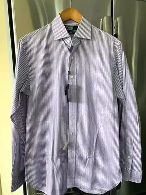 Polo by Ralph Lauren Purple striped dress shirt, size 15.5, classic fit, $145 - Image 1 of 4