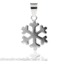 1x 925 Sterling Silber Schneeflocke runder Anhänger Halskette + Geschenktüte - Bild 1 von 1