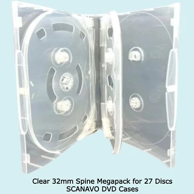 27 Way Clear Megapack DVD 32mm 27 Discs New Empty Replacement Scanavo Cases LOT