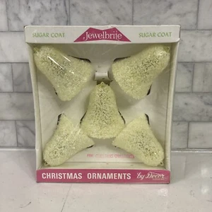 Vintage Christmas Jewelbrite Bell Ornaments Sugar Coated Set of 5 New Old Stock - Picture 1 of 6