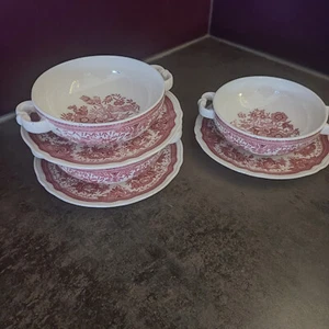 Villeroy & Boch Fasan rot 3 Suppentassen mit Untertasse - Bild 1 von 2