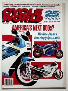 Cycle World Feb 1987 Honda CBR400 Suzuki GSX R400 Yamaha FZR400 MX Shootout - Picture 1 of 2