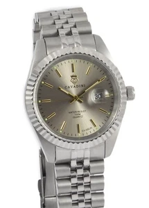 Cavadini Quartz Miyota Watch Leonardo CV-330NJ Stainless Steel Grey 5LinkBand - Picture 1 of 5