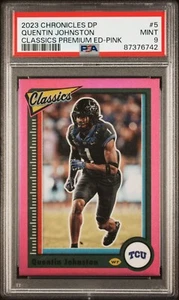 2023 CHRONICLES QUENTIN JOHNSTON CLASSICS PREMIUM PINK SP TCU #5 RC PSA 9 POP 1 - Picture 1 of 6