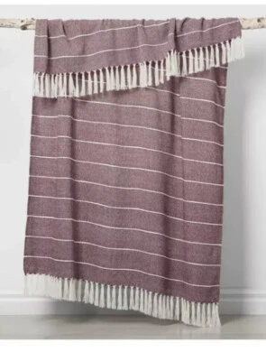 Opalhouse Purple Farmhouse "50 x 60" Woven Stripe Throw Blanket New H4 - Image 1 of 2
