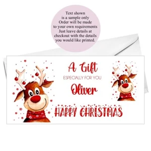 Christmas Money/Gift/Voucher Wallet with Envelope Personalised Handmade Reindeer - Picture 1 of 4