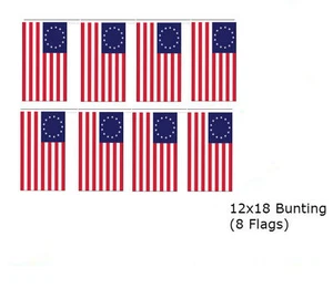 Betsy Ross Historical 12x18 Bunting String Flag Banner (8 Flags) - Picture 1 of 2