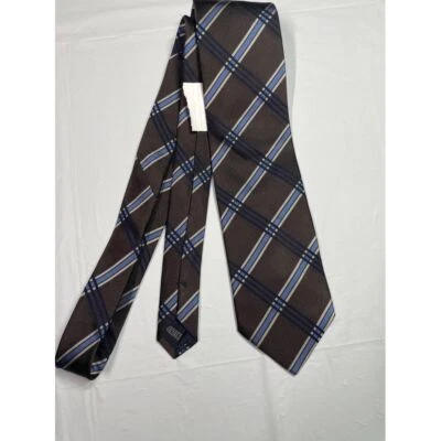 Corbata clásica de seda a cuadros marrón Alexander Julian colores para hombre Foto 1 de 4